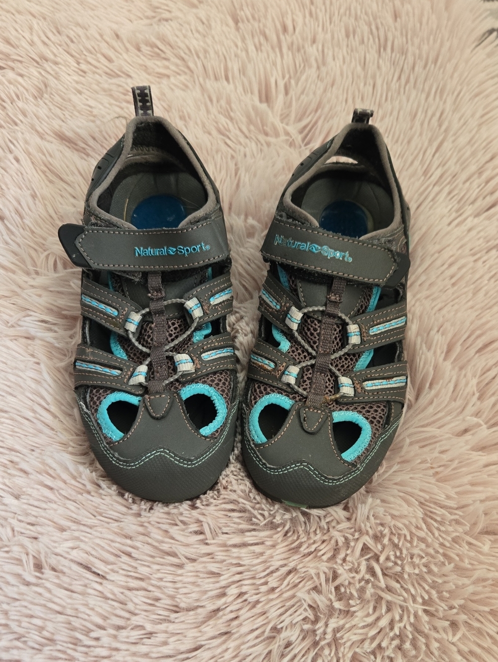 Natural sports Dr Scholl's men's open breathable brown and blue sandals shoes